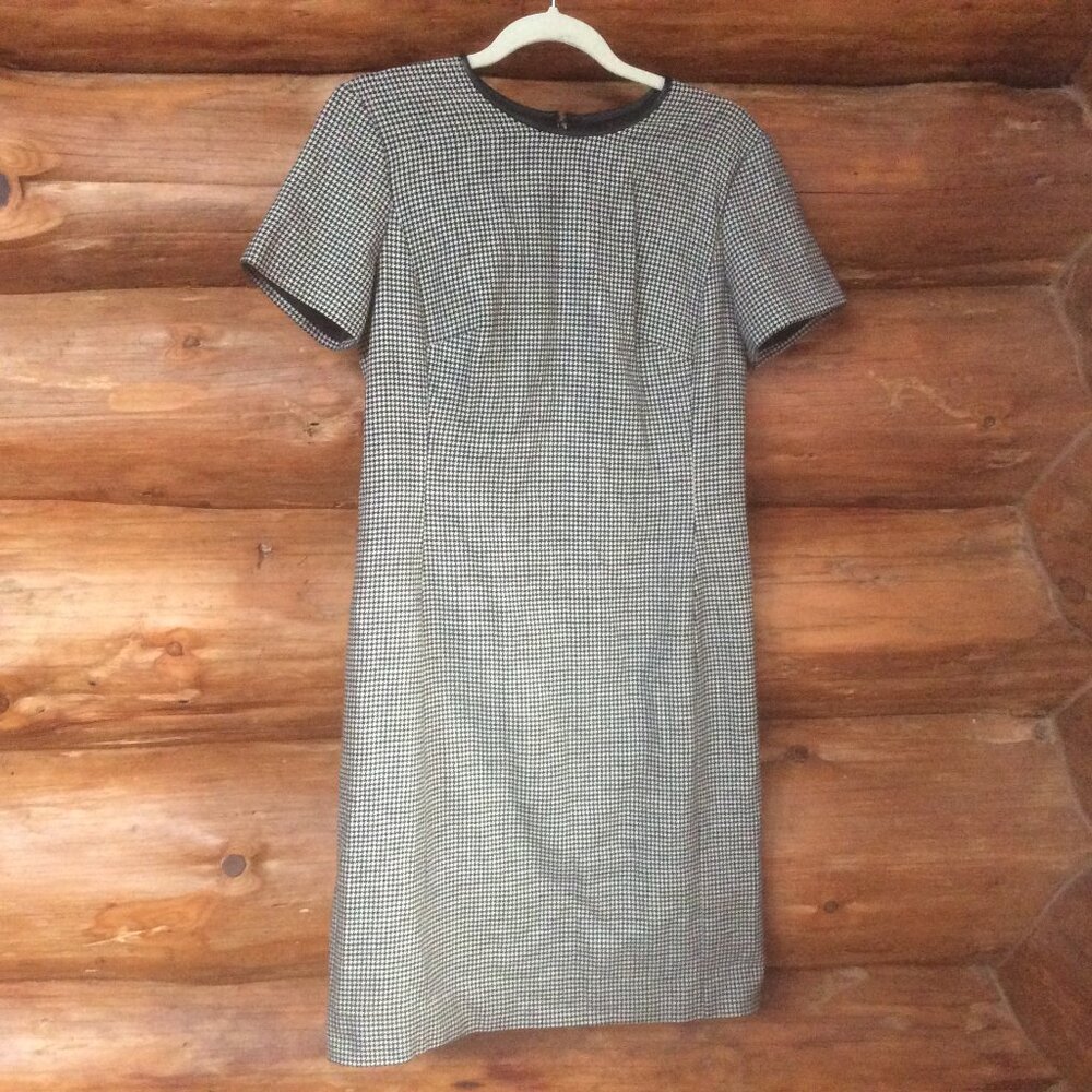 Polo Ralph Lauren Classic Houndstooth Wool Blend Dress Sz 6 Retro Quiet Luxury